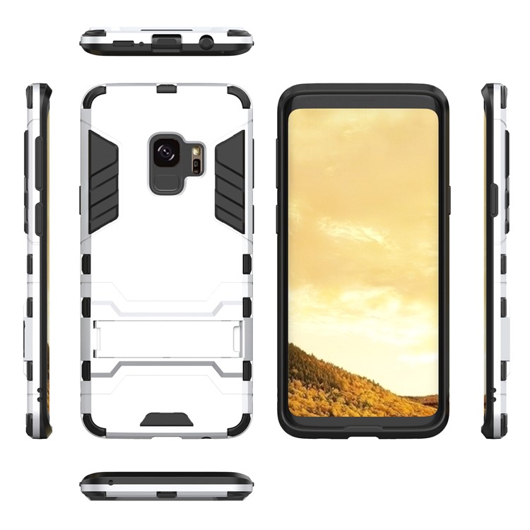 Cubierta Híbrida Fresca Del Protector PC TPU Con El Kickstand Para La Galaxia S9 G960 De Samsung - Plata-3