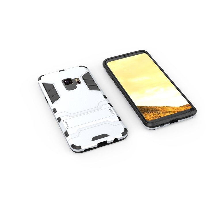 Cubierta Híbrida Fresca Del Protector PC TPU Con El Kickstand Para La Galaxia S9 G960 De Samsung - Plata-4