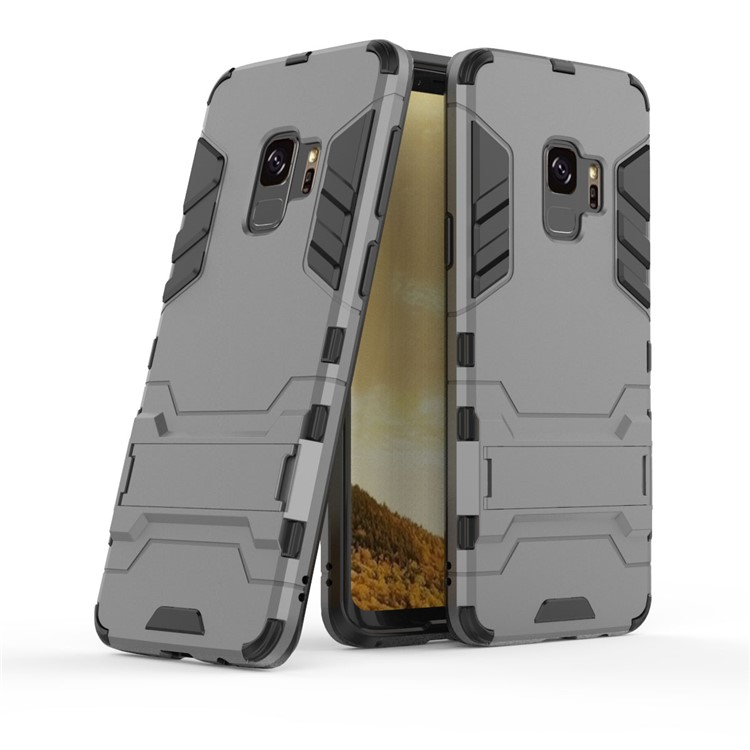 Cool Guard PC TPU Hybrid Shell with Kickstand for Samsung Galaxy S9 G960 - Grey-1