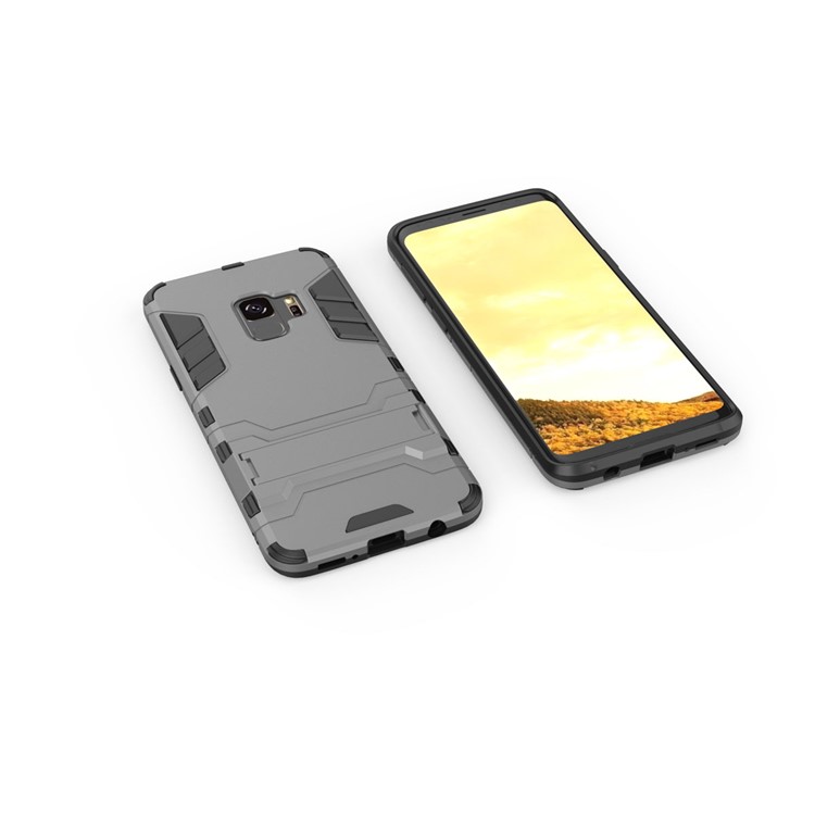 Cool Guard PC TPU Hybrid Shell with Kickstand for Samsung Galaxy S9 G960 - Grey-3