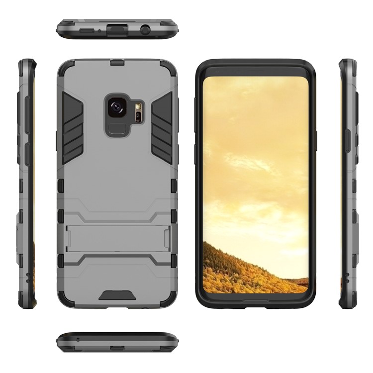 Cool Guard PC TPU Hybrid Shell with Kickstand for Samsung Galaxy S9 G960 - Grey-4