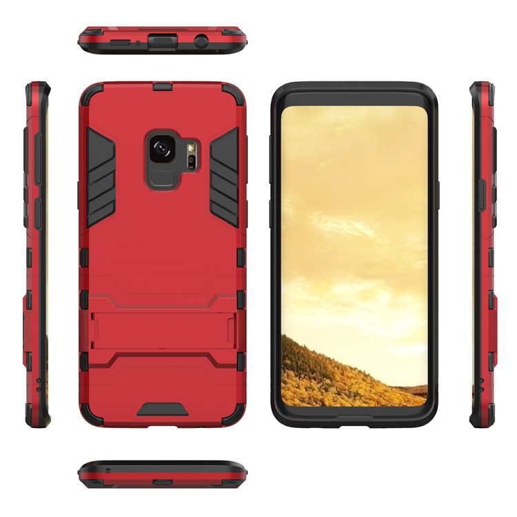 Cool Guard Kickstand PC TPU Combo Phone Case for Samsung Galaxy S9 G960 - Red-3