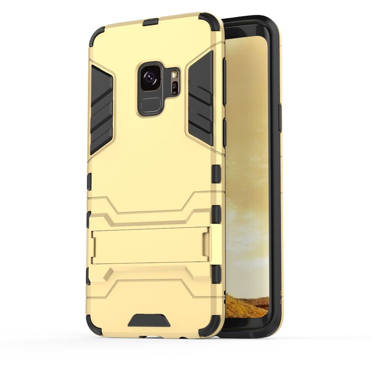 Cool Guard Kickstand PC TPU Combo Phone Cover for Samsung Galaxy S9 G960 - Gold-2