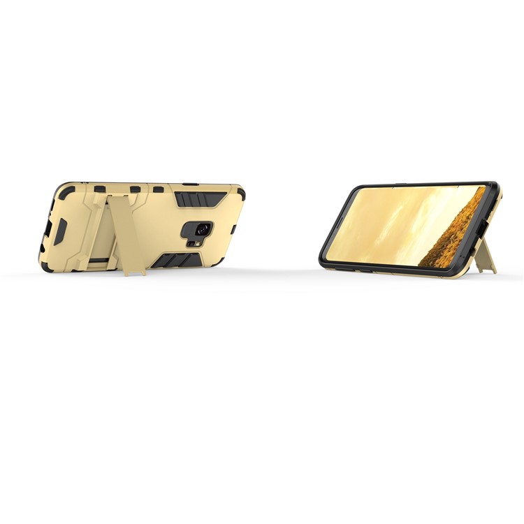 Cool Guard Kickstand PC TPU Combo Phone Cover for Samsung Galaxy S9 G960 - Gold-4