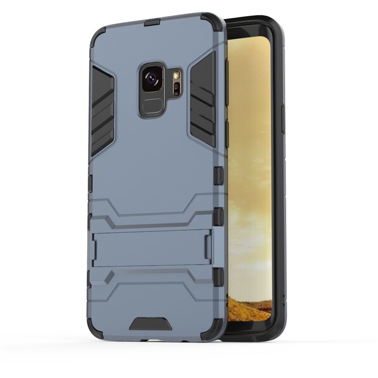 Cool Garde PC TPU Hybride Boîtier Mobile Avec Béquille Pour Samsung Galaxy S9 G960 - Bleu Foncé-2