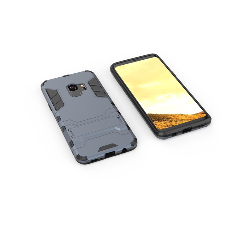 Cool Garde PC TPU Hybride Boîtier Mobile Avec Béquille Pour Samsung Galaxy S9 G960 - Bleu Foncé-4