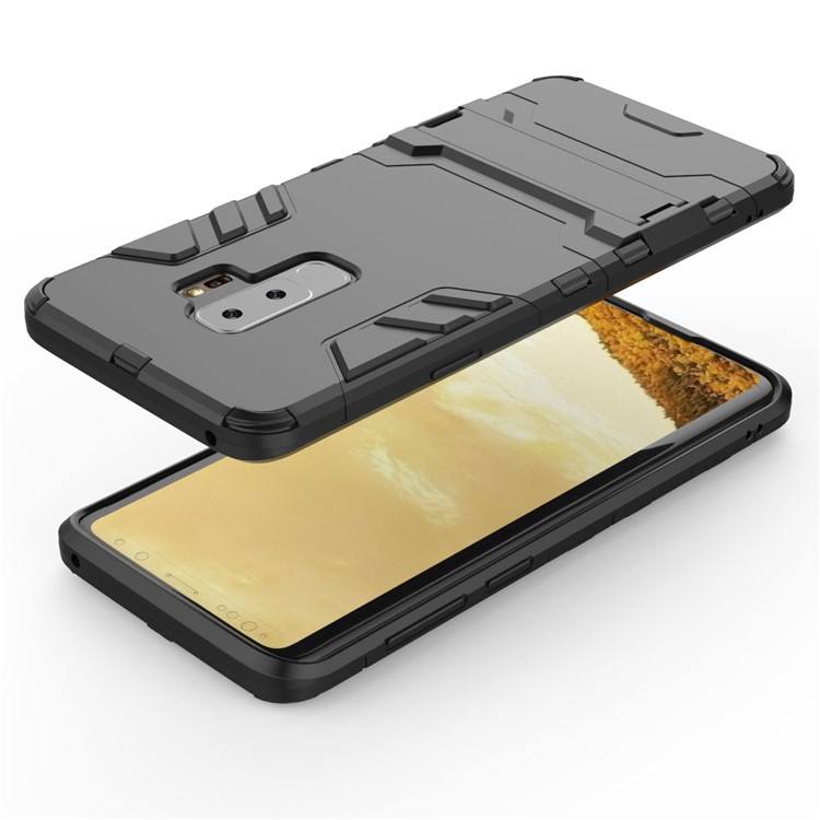 Cool Guard Kickstand Hybrid PC TPU -telefonhülle Für Samsung Galaxy S9+ G965 - Schwarz