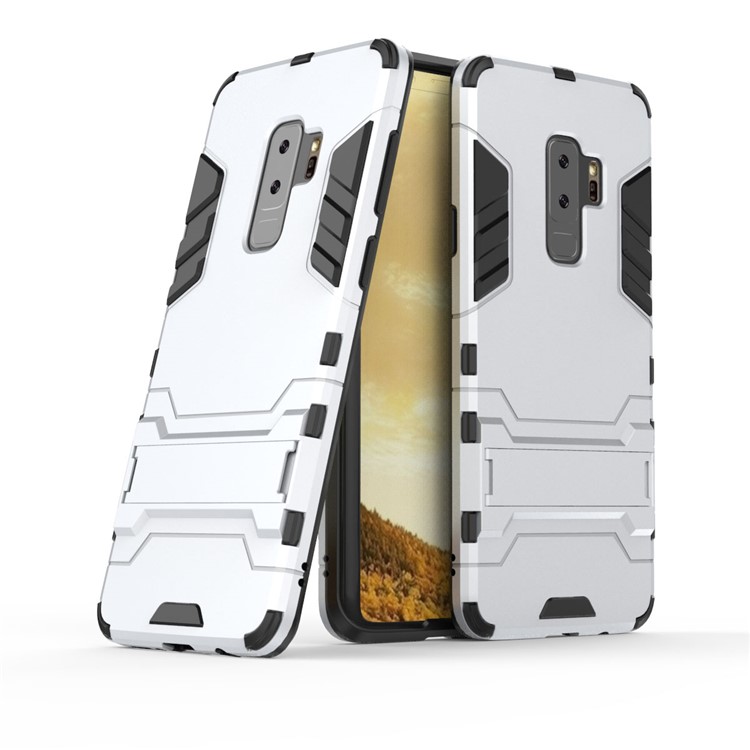 Cool Guard Kickstand Hybrid PC TPU Phone Cover for Samsung Galaxy S9+ G965 - Silver-1
