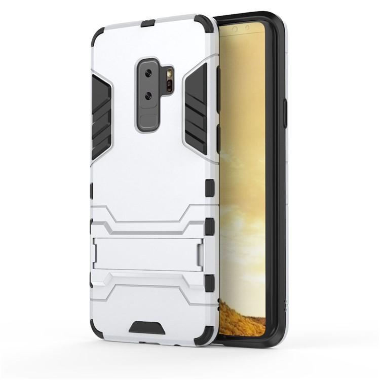 Cool Guard Kickstand Hybrid PC TPU Phone Cover for Samsung Galaxy S9+ G965 - Silver-2