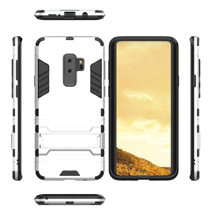 Cool Guard Kickstand Hybrid PC TPU Phone Cover for Samsung Galaxy S9+ G965 - Silver-3