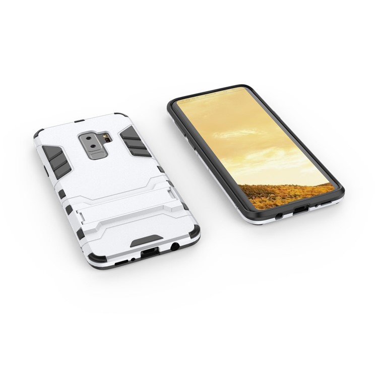 Cool Guard Kickstand Hybrid PC TPU Phone Cover for Samsung Galaxy S9+ G965 - Silver-4