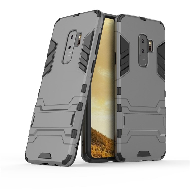 Cool Guard Kickstand Hybrid PC TPU Phone Shell for Samsung Galaxy S9+ G965 - Grey-1