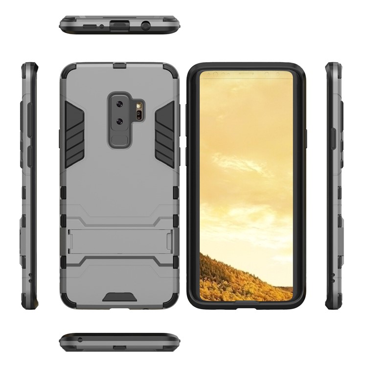 Cool Guard Kickstand Hybrid PC TPU Phone Shell for Samsung Galaxy S9+ G965 - Grey-3