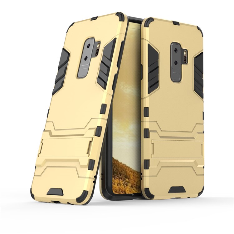 Cool Guard Kickstand PC TPU Combo Mobile Cover for Samsung Galaxy S9+ G965 - Gold-1