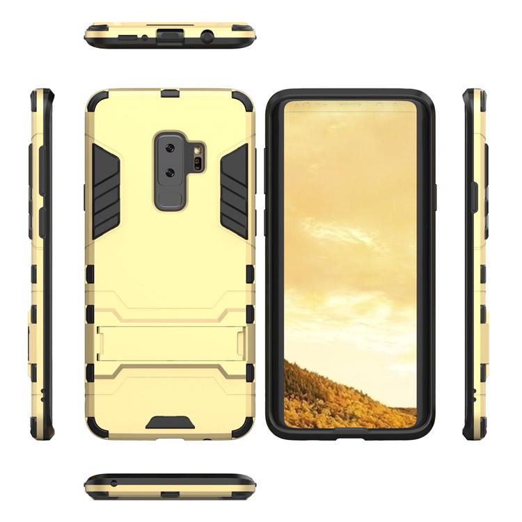 Cool Guard Kickstand PC TPU Combo Mobile Cover for Samsung Galaxy S9+ G965 - Gold-3