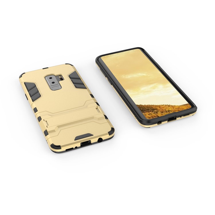 Cool Guard Kickstand PC TPU Combo Mobile Cover for Samsung Galaxy S9+ G965 - Gold-4