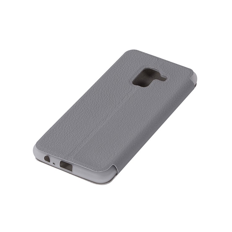 Litchi Texture Leather Stand Card Slot Mobile Cover for Samsung Galaxy A8 (2018) - Grey-10