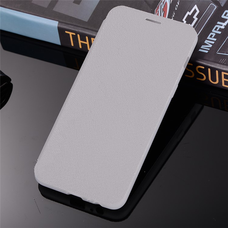 Litchi Texture Leather Stand Card Slot Mobile Cover for Samsung Galaxy A8 (2018) - Grey-2