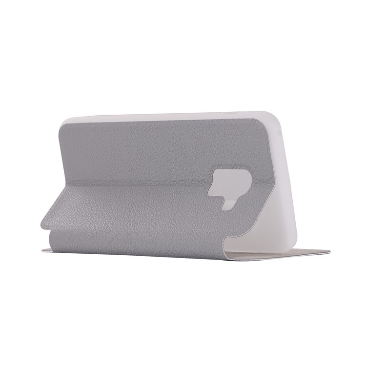 Litchi Texture Leather Stand Card Slot Mobile Cover for Samsung Galaxy A8 (2018) - Grey-6