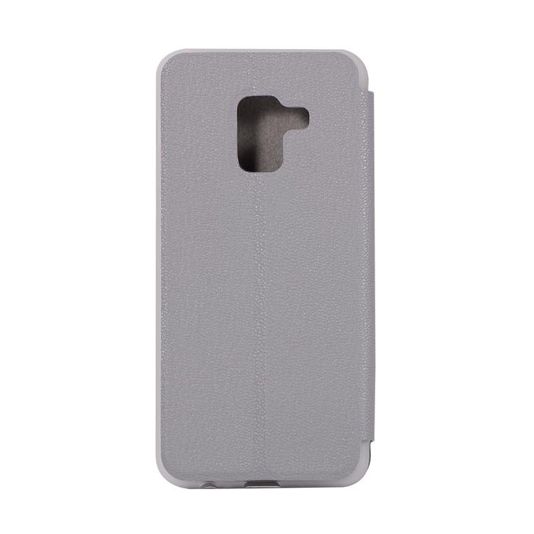 Litchi Texture Leather Stand Card Slot Mobile Cover for Samsung Galaxy A8 (2018) - Grey-8