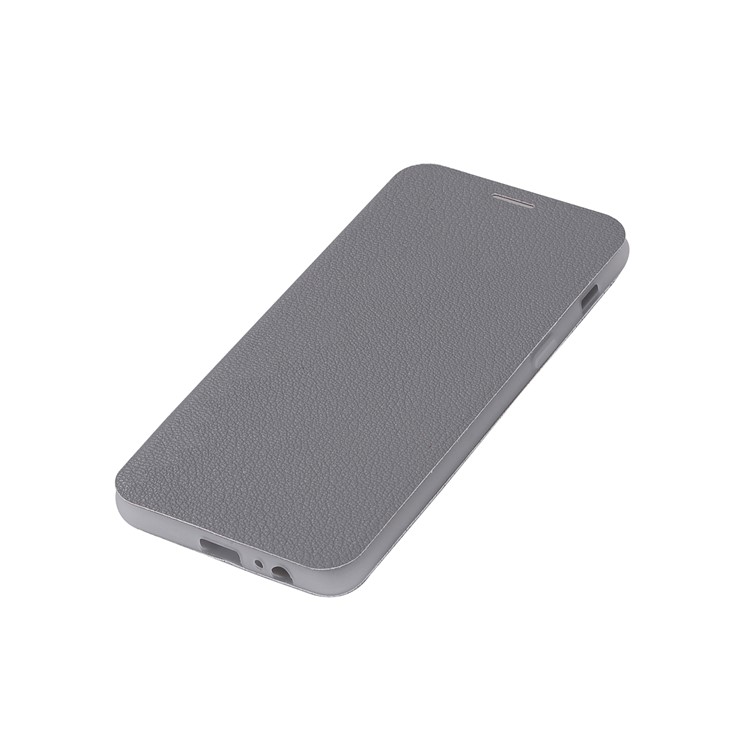 Litchi Texture Leather Stand Card Slot Mobile Cover for Samsung Galaxy A8 (2018) - Grey-9
