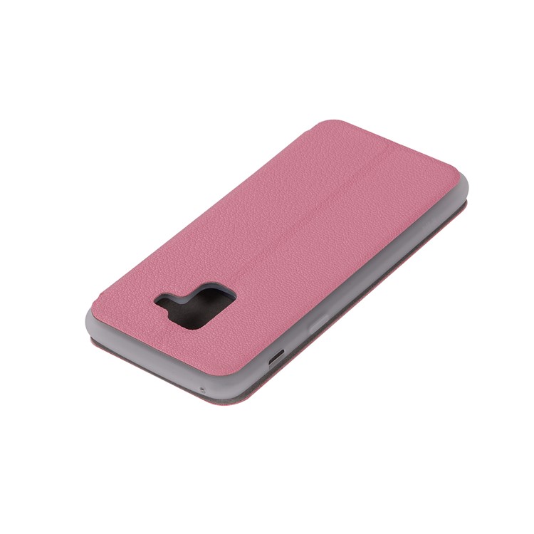 Litchi Texture Leather Stand Card Holder Flip Cover for Samsung Galaxy A8 (2018) - Rose-11