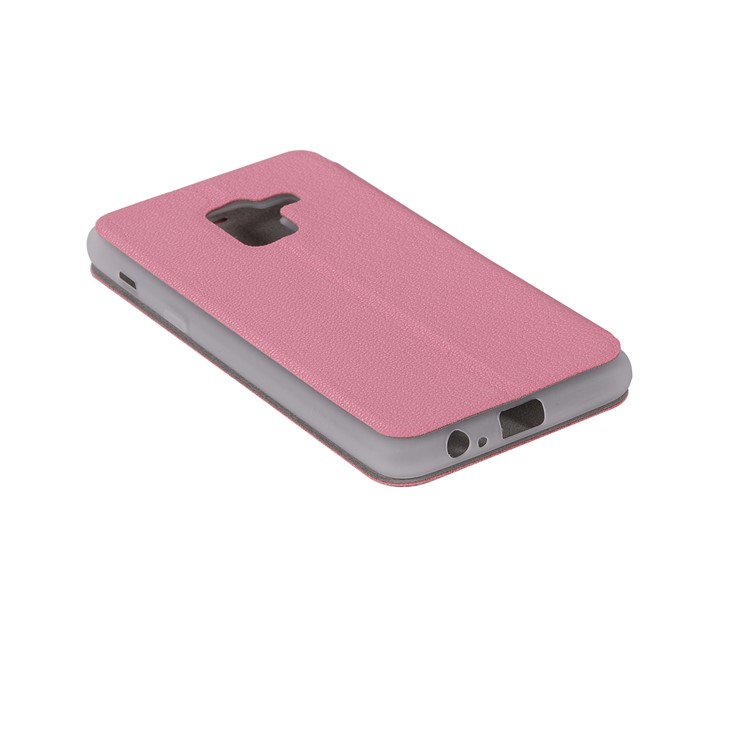 Litchi Texture Leather Stand Card Holder Flip Cover for Samsung Galaxy A8 (2018) - Rose-12