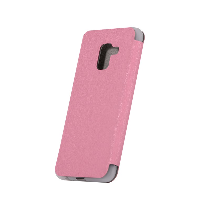 Litchi Texture Leather Stand Card Holder Flip Cover for Samsung Galaxy A8 (2018) - Rose-5