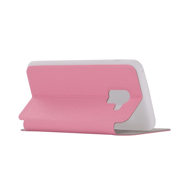 Litchi Texture Leather Stand Card Holder Flip Cover for Samsung Galaxy A8 (2018) - Rose-6