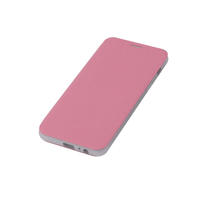 Litchi Texture Leather Stand Card Holder Flip Cover for Samsung Galaxy A8 (2018) - Rose-9