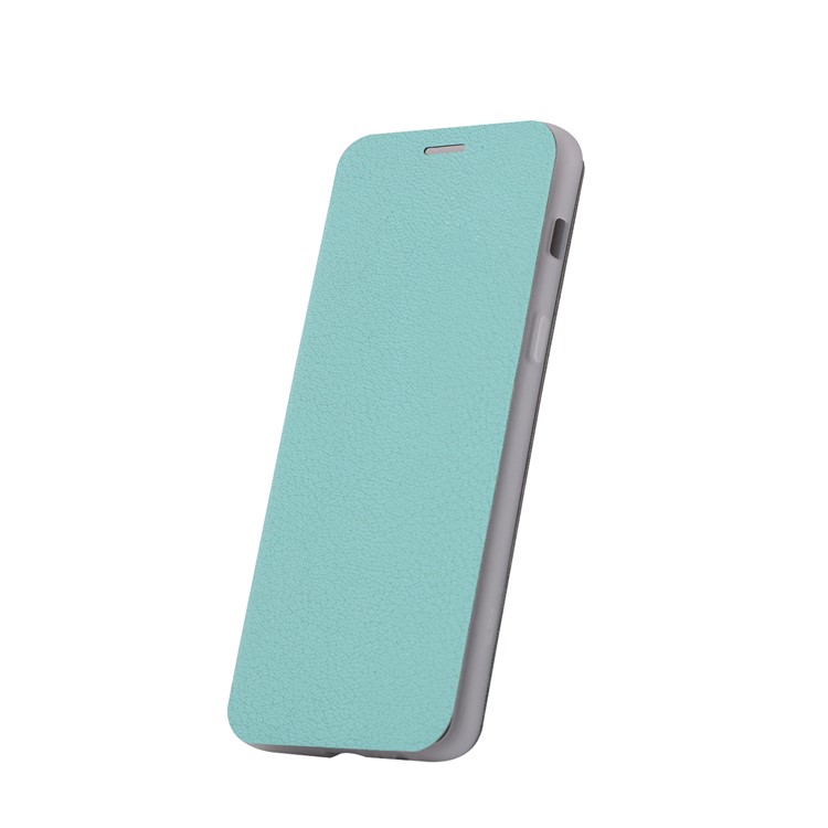 Litchi Texture Leather Stand Card Slot Mobile Shell for Samsung Galaxy A8 (2018) - Cyan-4