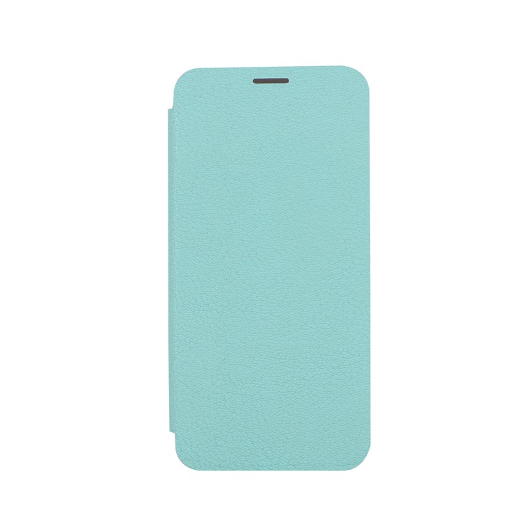 Litchi Texture Leather Stand Card Slot Mobile Shell for Samsung Galaxy A8 (2018) - Cyan-7