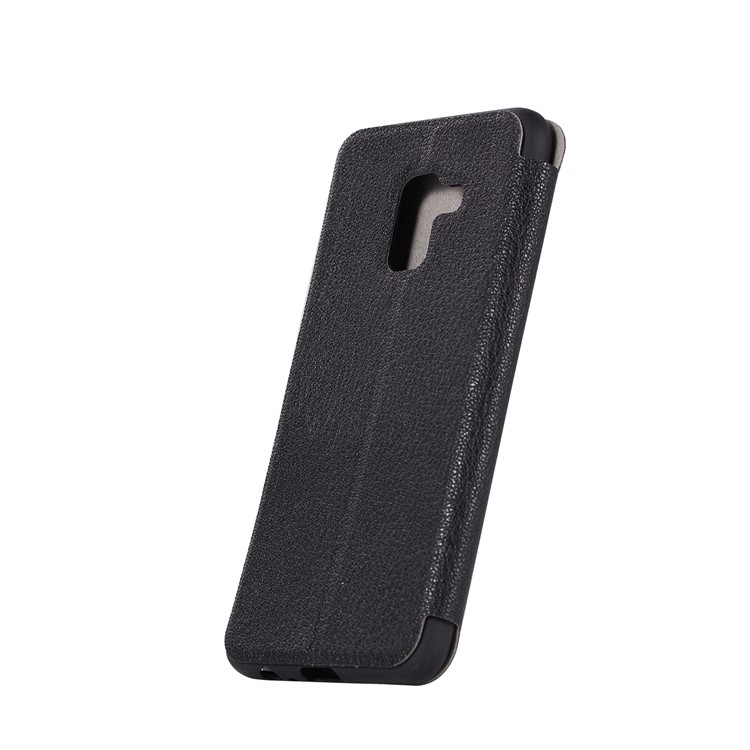 Litchi Skin Leather Stand Case with Card Slot for Samsung Galaxy A8+ (2018) - Black-5