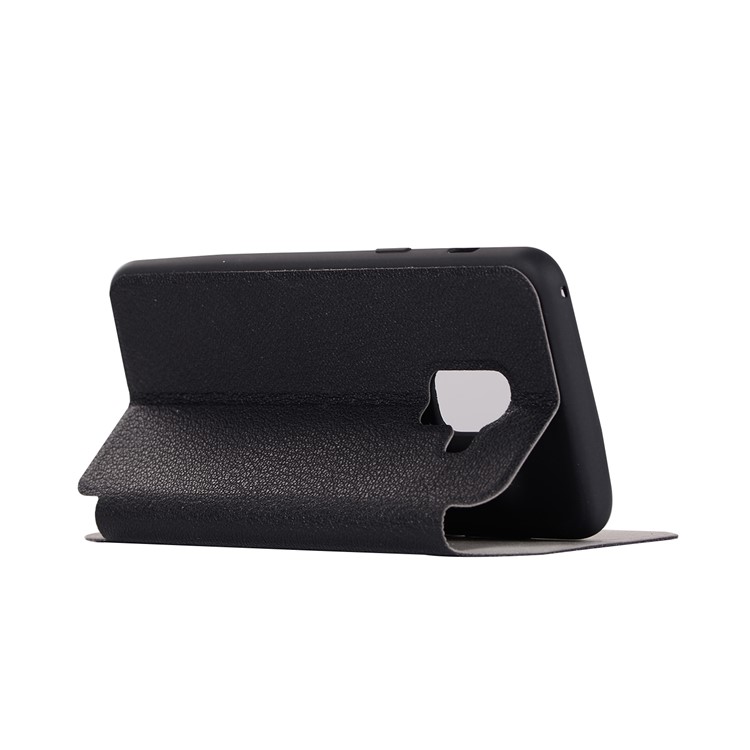 Litchi Skin Leather Stand Case with Card Slot for Samsung Galaxy A8+ (2018) - Black-6