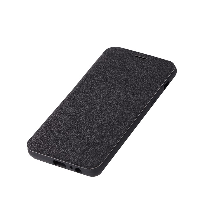 Litchi Skin Leather Stand Case with Card Slot for Samsung Galaxy A8+ (2018) - Black-9