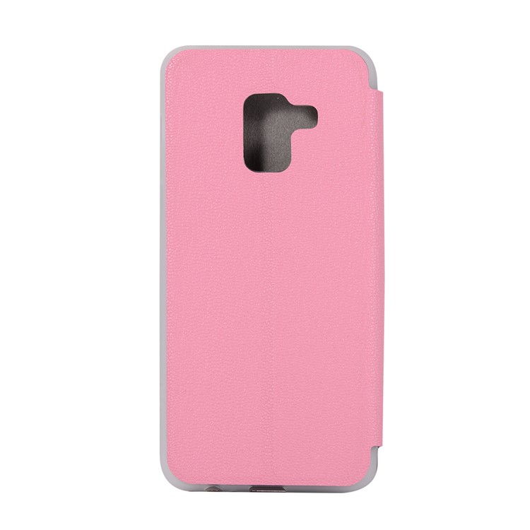 Litchi Skin Leather Card Holder Case with Stand for Samsung Galaxy A8+ (2018) - Rose-8