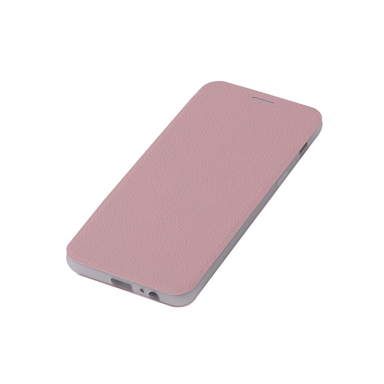 Litchi Skin Leather Card Holder Cover with Stand for Samsung Galaxy A8+ (2018) - Pink-9