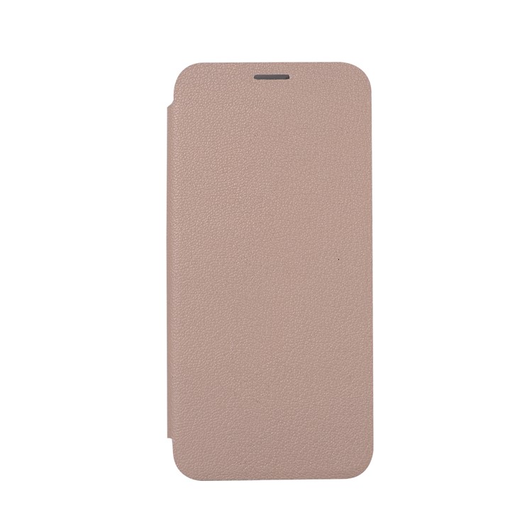 Litchi Skin Leather Flip Case with Card Slot and Stand for Samsung Galaxy A8+ (2018) - Gold-7