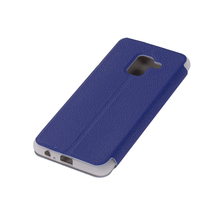 Litchi Skin Leather Cell Phone Case with Card Slot for Samsung Galaxy A8+ (2018) - Dark Blue-10