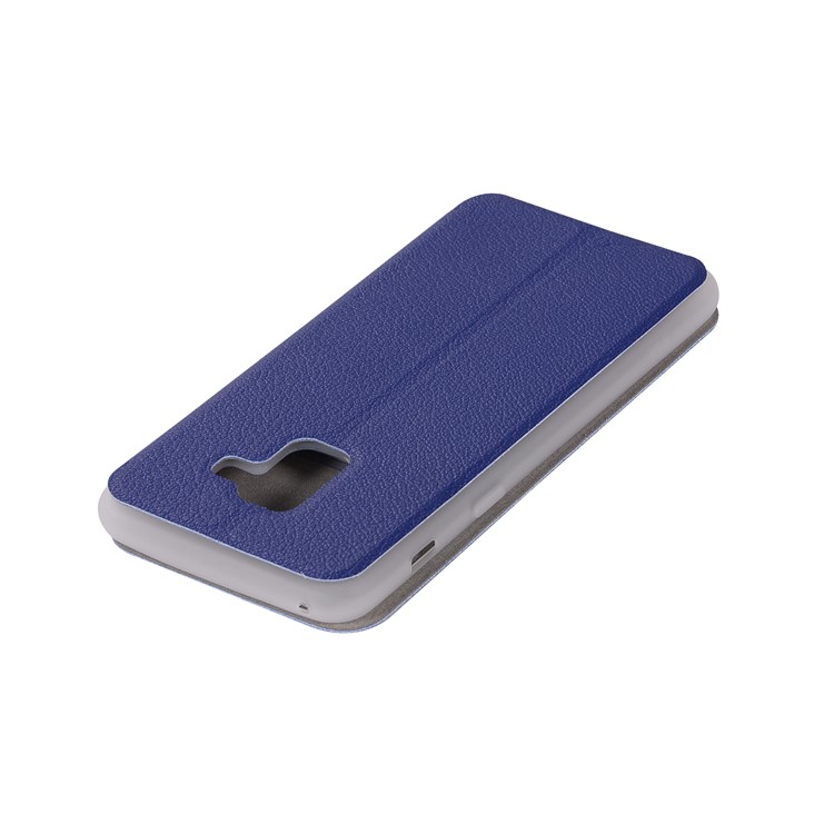 Litchi Skin Leather Cell Phone Case with Card Slot for Samsung Galaxy A8+ (2018) - Dark Blue-11