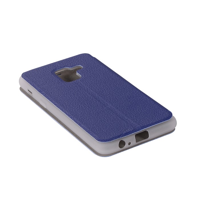 Litchi Skin Leather Cell Phone Case with Card Slot for Samsung Galaxy A8+ (2018) - Dark Blue-12