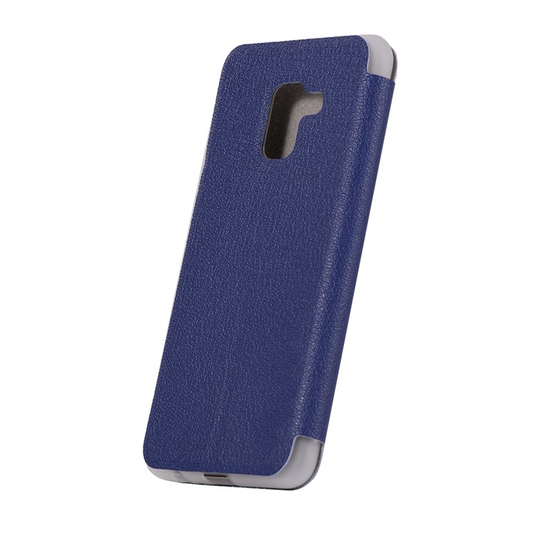 Litchi Skin Leather Cell Phone Case with Card Slot for Samsung Galaxy A8+ (2018) - Dark Blue-5