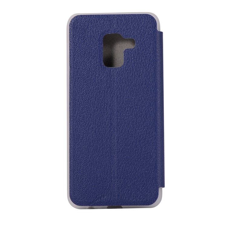 Litchi Skin Leather Cell Phone Case with Card Slot for Samsung Galaxy A8+ (2018) - Dark Blue-8