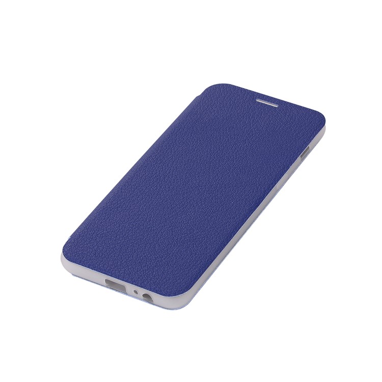 Litchi Skin Leather Cell Phone Case with Card Slot for Samsung Galaxy A8+ (2018) - Dark Blue-9