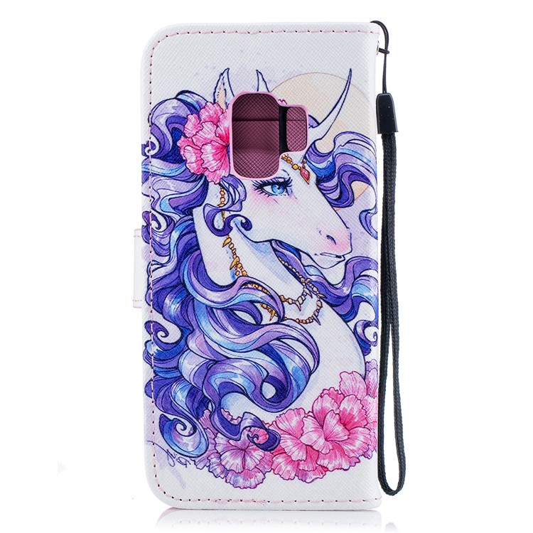 Pattern Printing Wallet Stand Leather Case for Samsung Galaxy S9 G960 - Pretty Unicorn-3