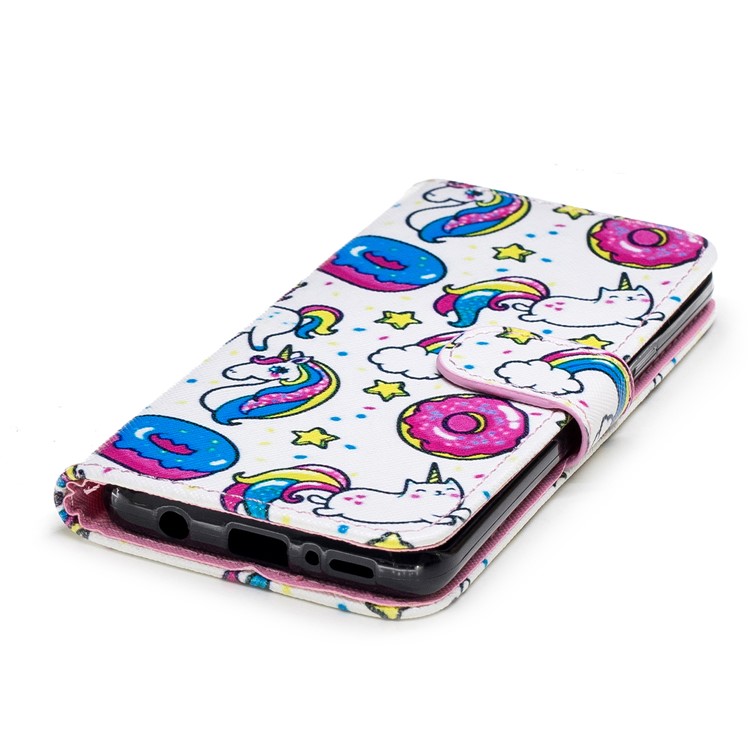 Pattern Printing Card Holder Leather Shell Case for Samsung Galaxy S9 G960 - Unicorn and Doughnut-5