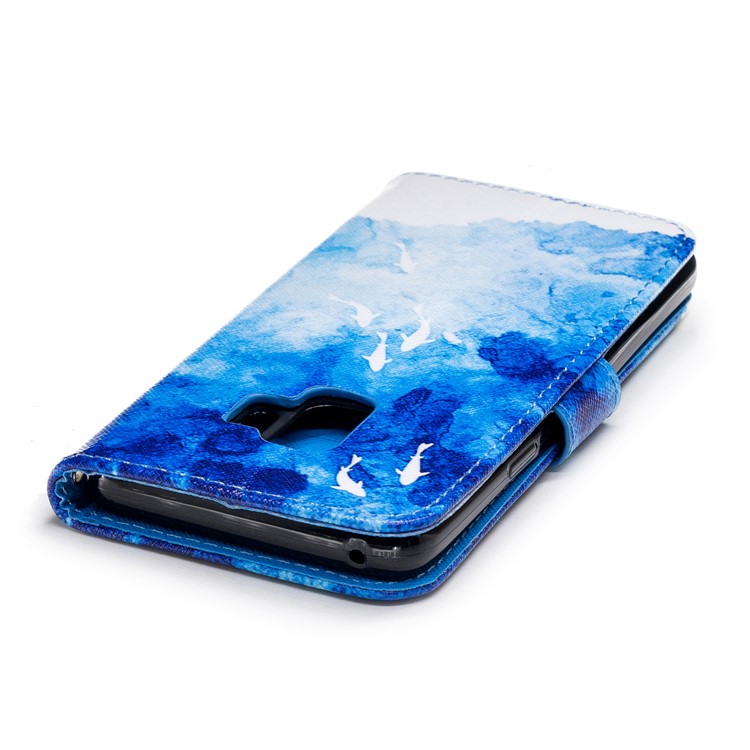 Pattern Printing Wallet Stand Leather Mobile Case for Samsung Galaxy S9 G960 - Fish-6