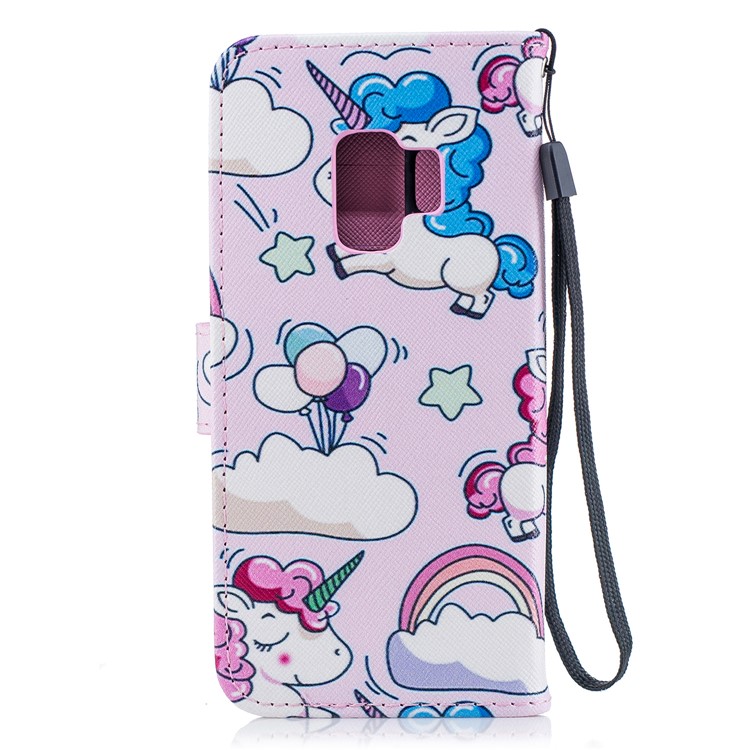 Pattern Printing Wallet Stand Leather Mobile Shell for Samsung Galaxy S9 G960 - Shy Unicorn-2