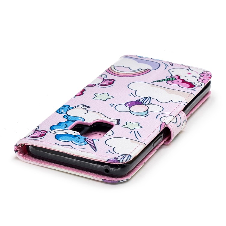 Pattern Printing Wallet Stand Leather Mobile Shell for Samsung Galaxy S9 G960 - Shy Unicorn-6