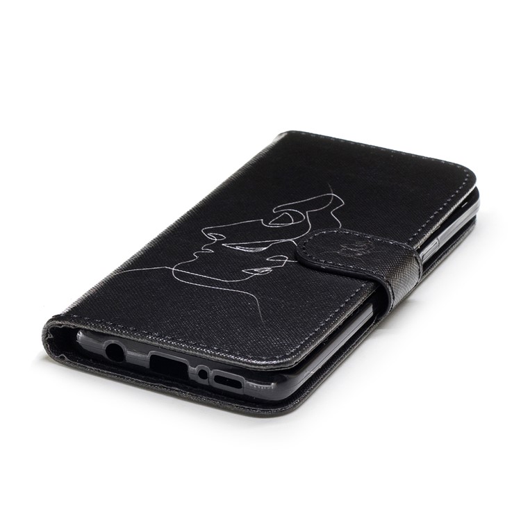 Patterned Wallet Stand Leather Cellphone Case for Samsung Galaxy S9 G960 - Abstract Face-5